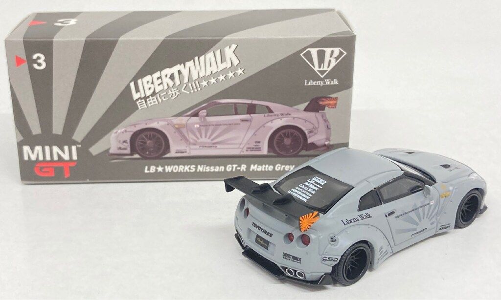 TSM 1/64MINI GT LB☆WORKS Nissan GT-R R35 GTウイング メタルグレー