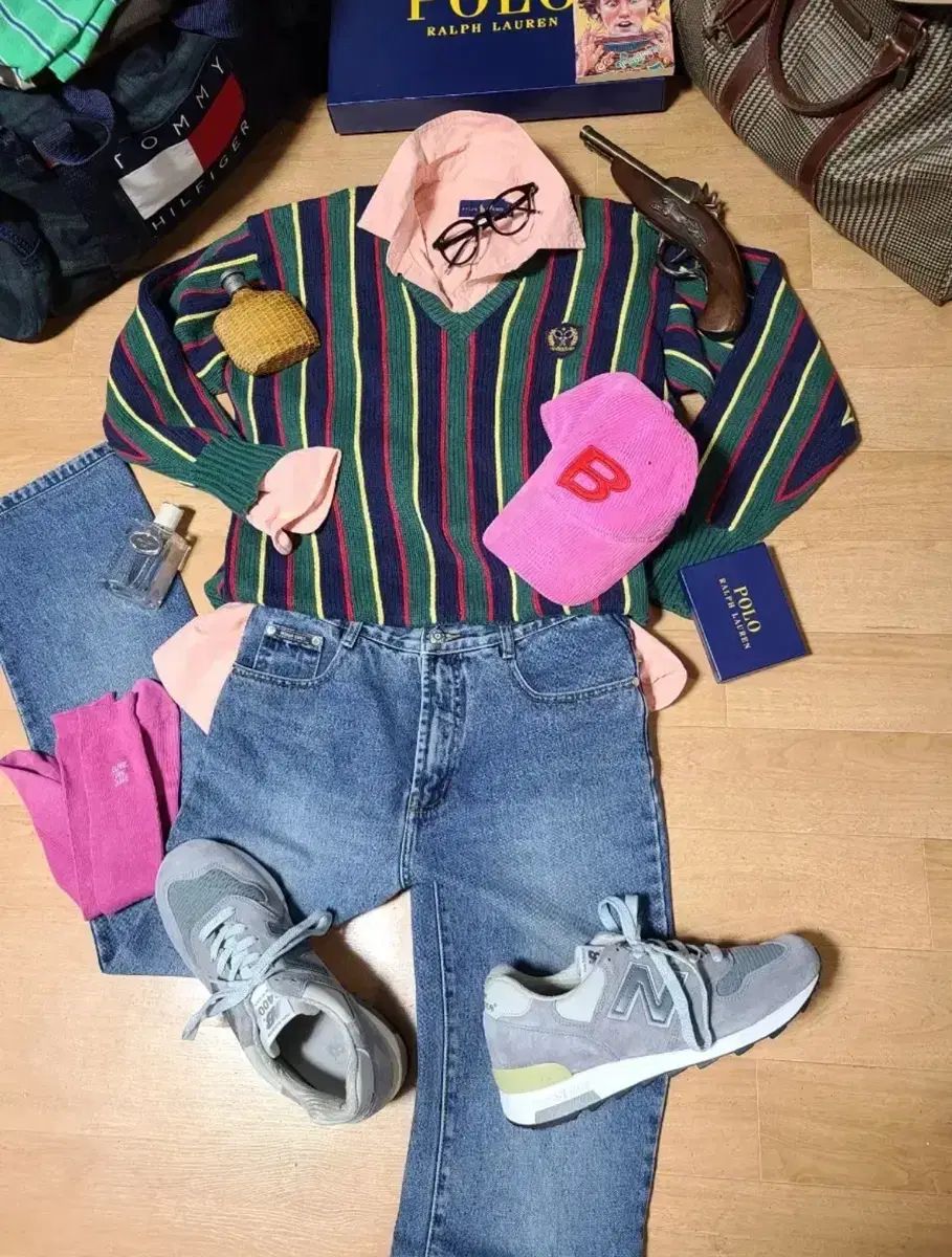 実際に着用 2回 POLO ポロ ストライプ クリケット ニット