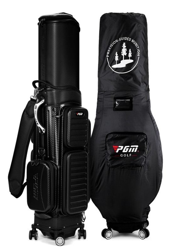 全身ハードシェル ゴルフバッグ男女兼用伸縮キャディバッグ四輪フラットプッシュ航空預け入れ用カスタムロック付き