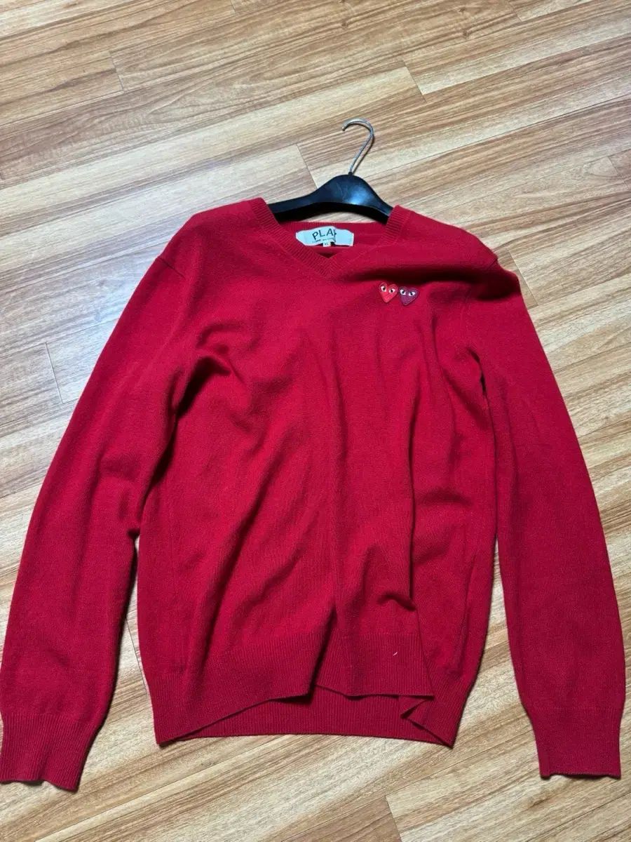 コム デ ギャルソン レッド ダブルワッペン ニット XL