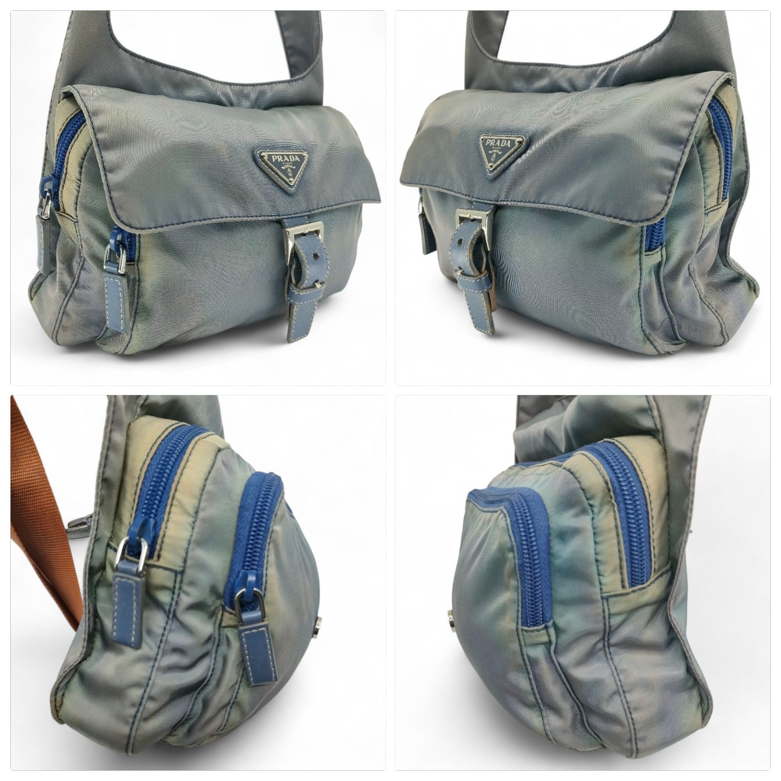 PRADA ナイロンテスート ショルダーバッグ ライトブルー プラダ - メルカリ