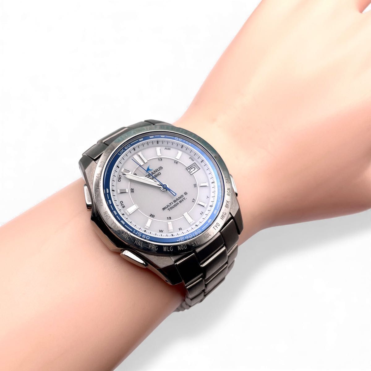 稼働□美品 CASIO カシオ OCEANUS OCW-T100 電波ソーラー メンズ腕時計