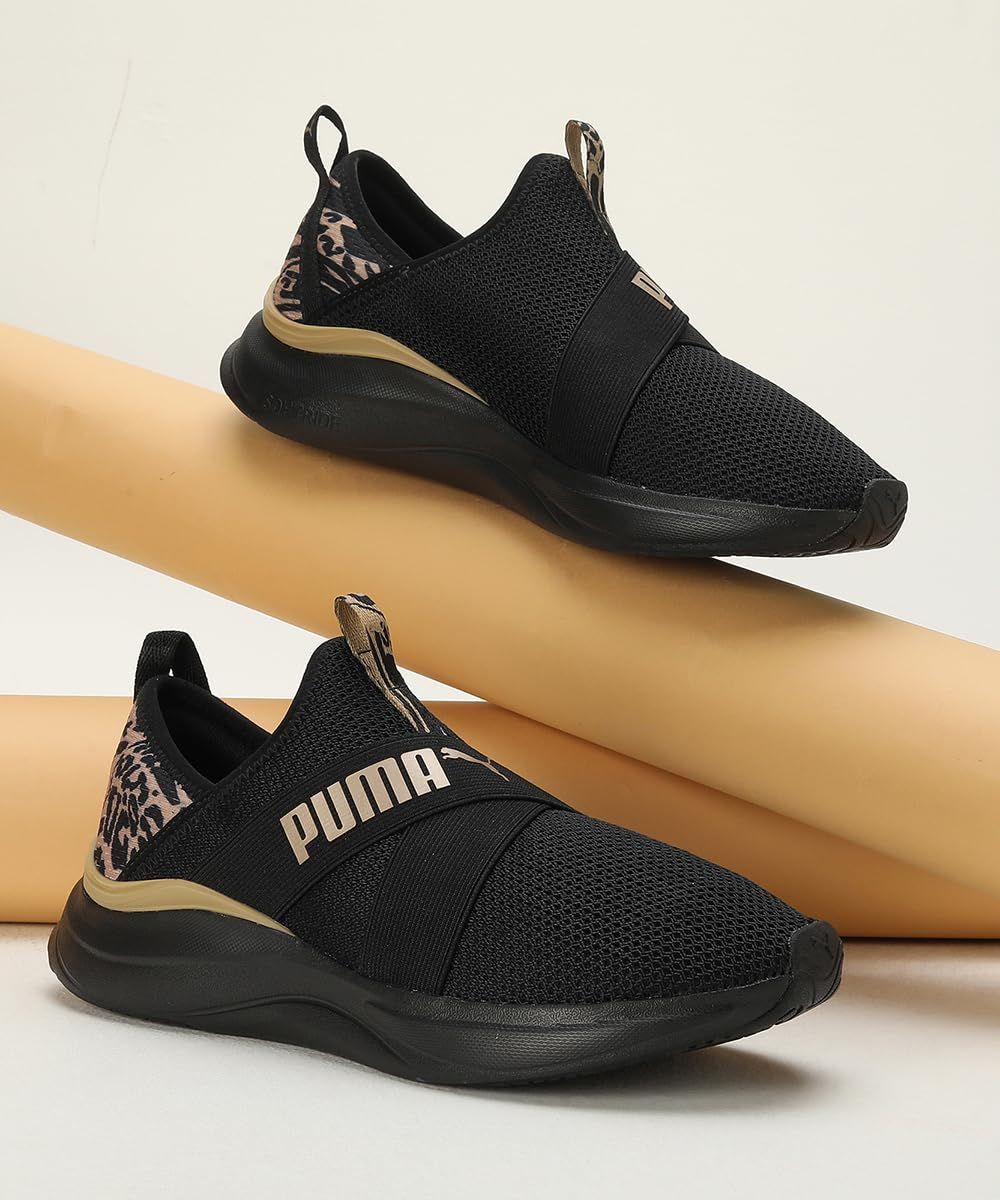  プーマ レディース ソフトライドハーモニースリップフィーラインファイン HARMONY SLIP 軽量 レディーススニーカー 379607 ブラック ゴールド 23 0 cm ガスコンロ トレイルランニングシューズ アウトドアシューズ