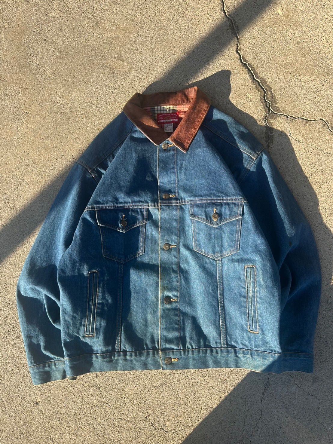 MARLBORO COUNTRY 90s- 襟レザーデニムジャケット