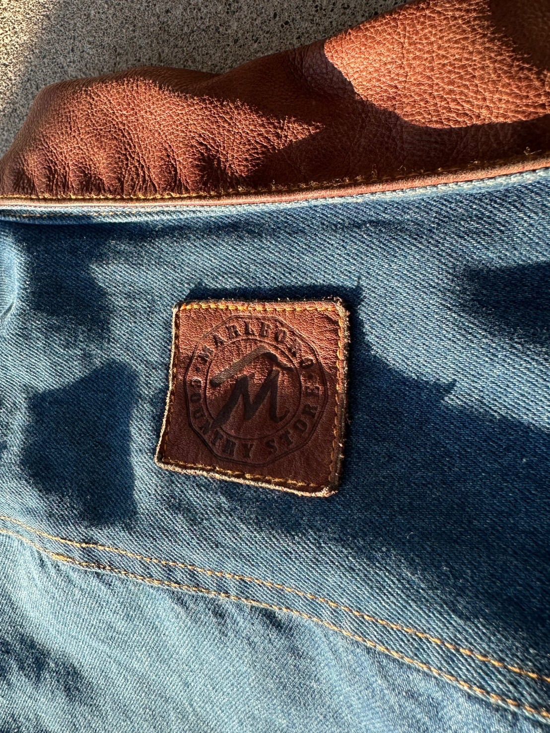 MARLBORO COUNTRY 90s- 襟レザーデニムジャケット