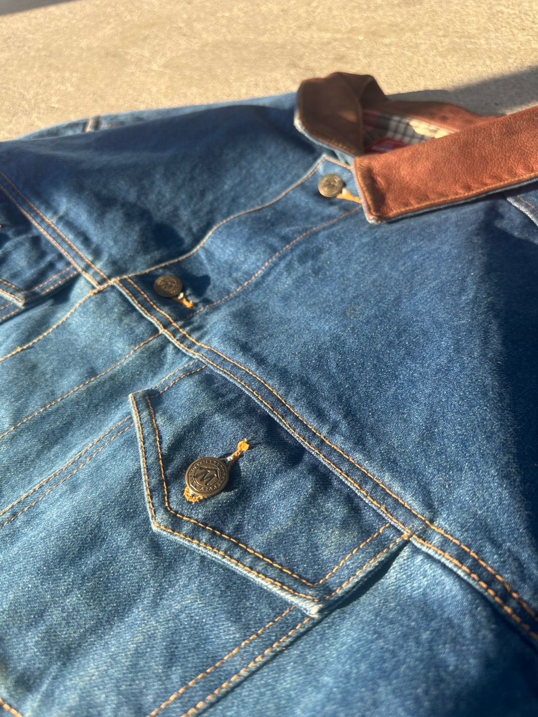 MARLBORO COUNTRY 90s- 襟レザーデニムジャケット