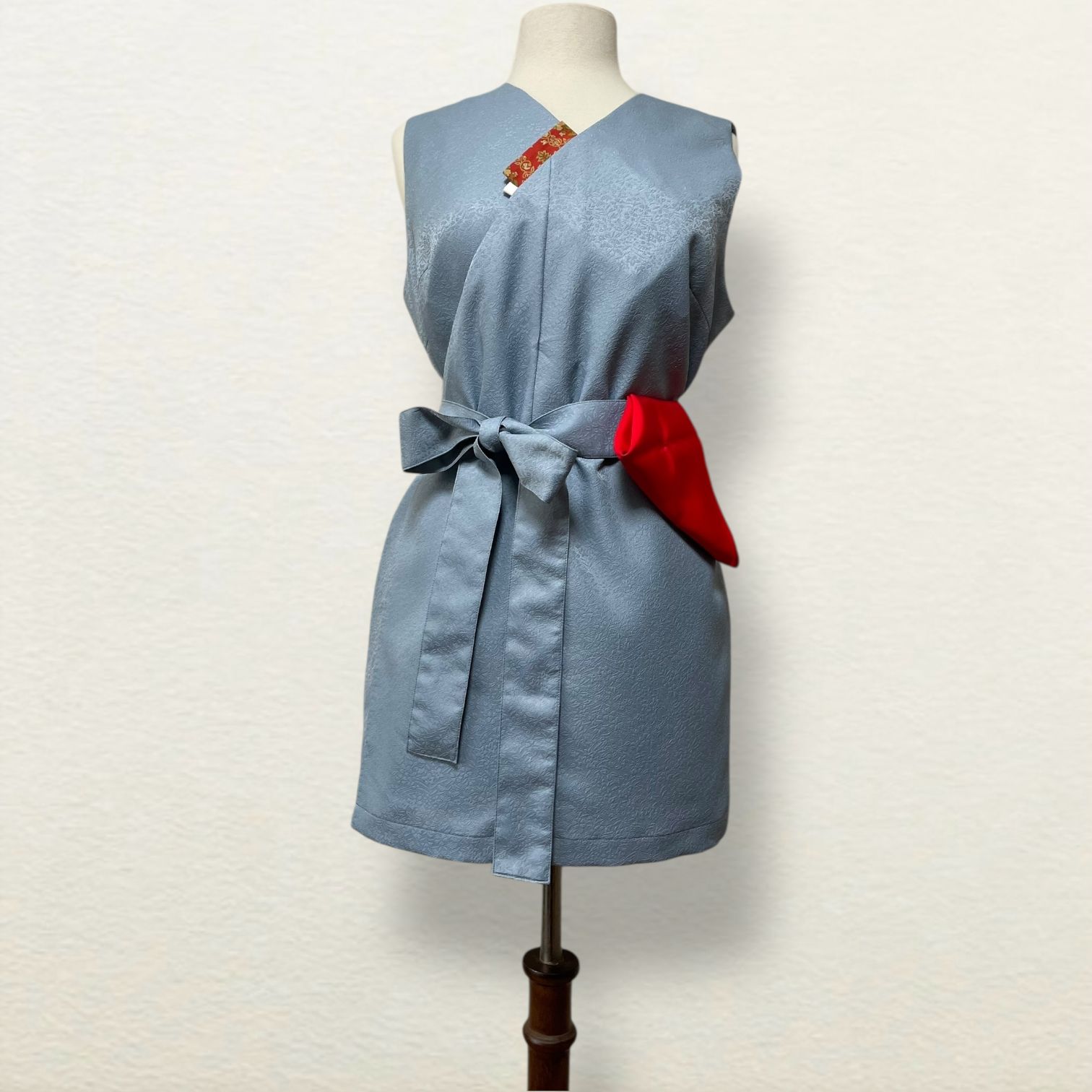 着物リメイク 反物から作った茶道お稽古着 チュニック丈タイプ 少しゆったり 東レシルック生地