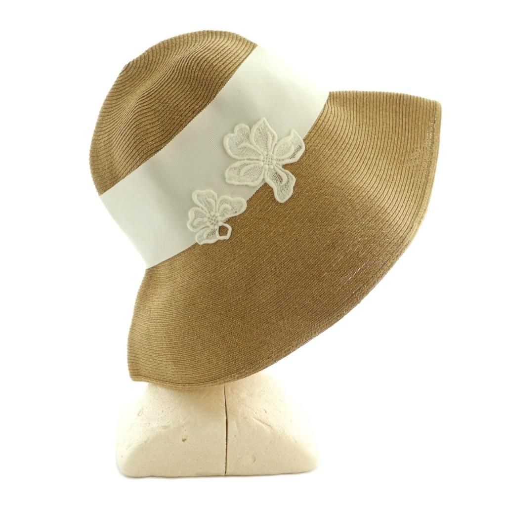  アシーナ ニューヨーク Athena York Risako ペーパーハット 帽子 レースフラワー ベージュ 白 ホワイト MI OS その他 帽子