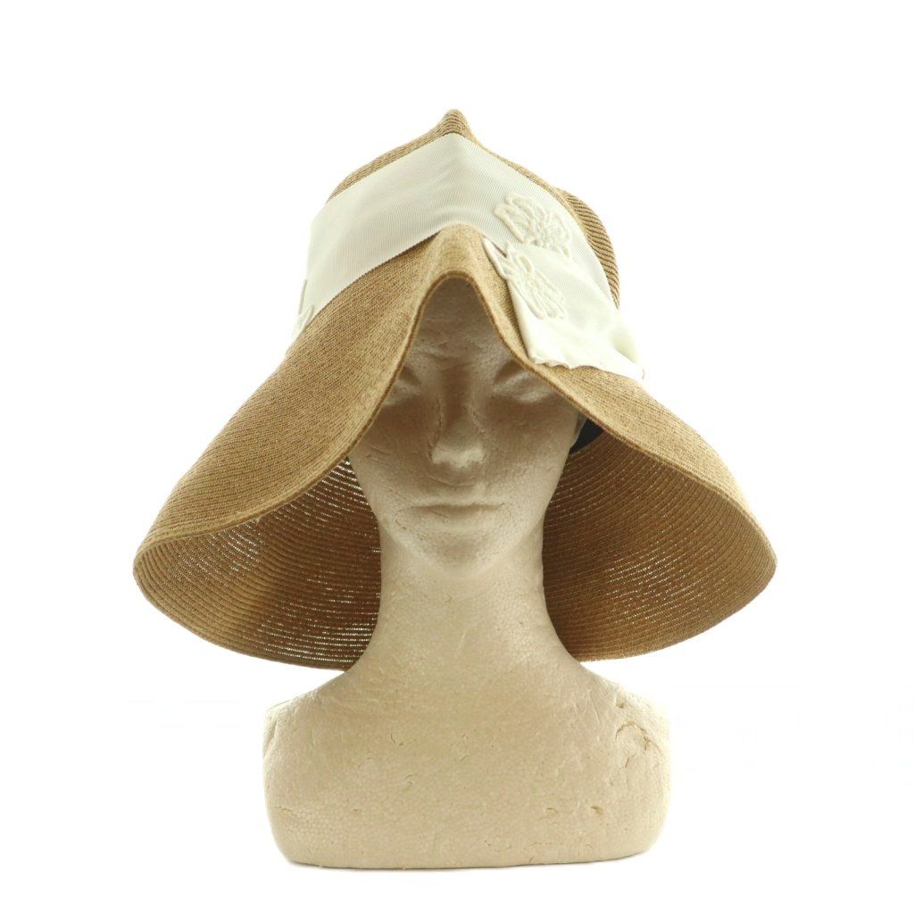 アシーナ ニューヨーク Athena York Risako ペーパーハット 帽子 レースフラワー ベージュ 白 ホワイト MI OS