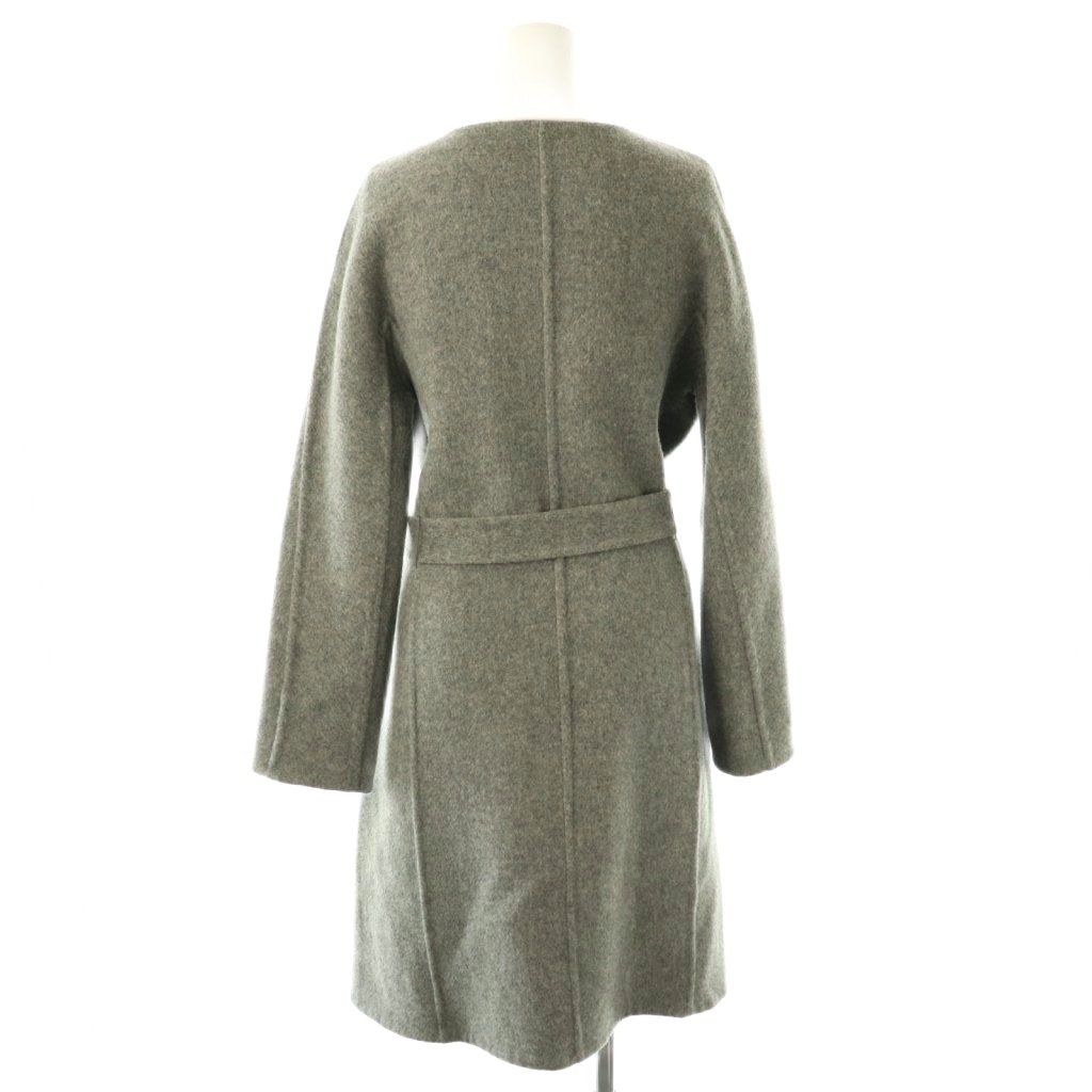 美品✨ANAYI　ウール100％　ベルト付きニットコート　グレー　38 アナイ ANAYI ウールノーカラーコート アウター ベルト付き 38 グレー
