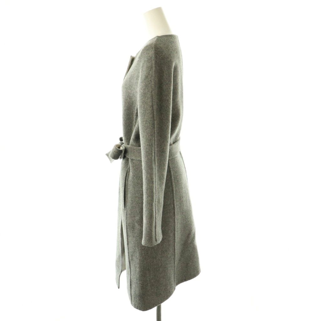 アナイ ANAYI ウールノーカラーコート アウター ベルト付き 38 グレー