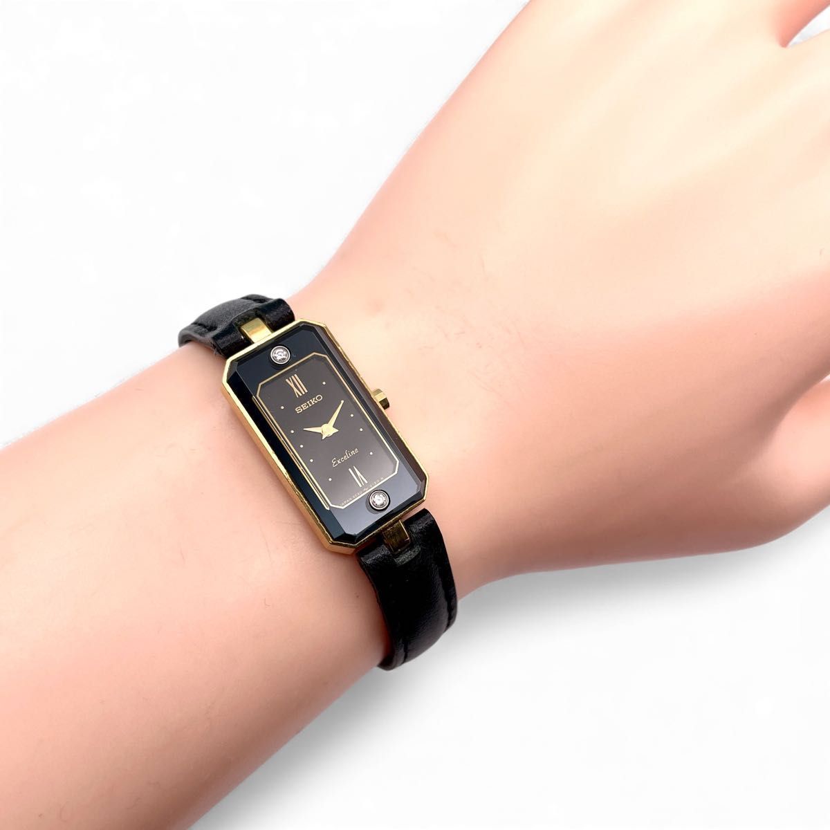 ✨稼働品・希少✨SEIKO エクセリーヌ 2E20 ブラック ダイヤ 美品□稼働 SEIKO セイコー 2E20-6680 EXCELINE エクセリーヌ ダイヤ