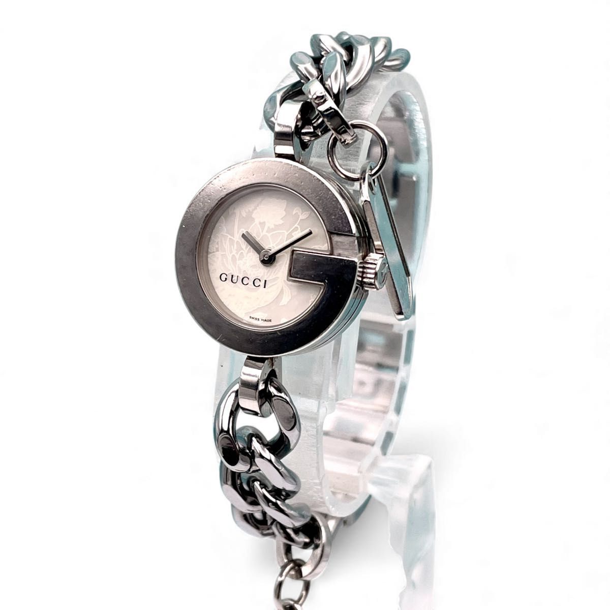 美品□稼働 GUCCI グッチ チェーンウォッチ Gフェイス 白文字盤