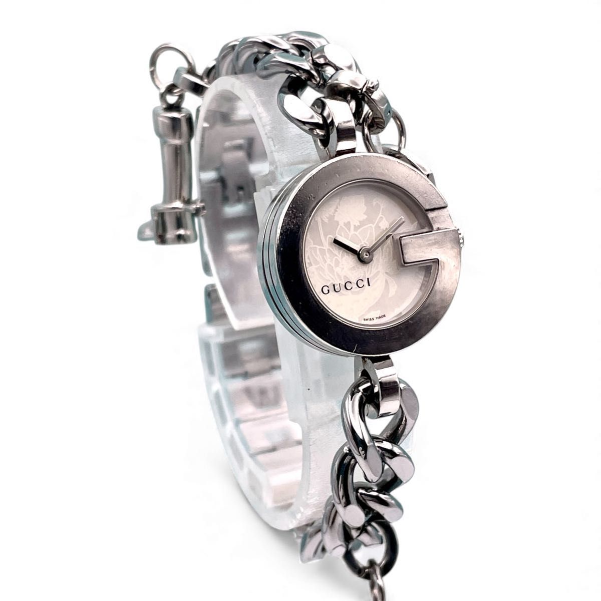 美品□稼働 GUCCI グッチ チェーンウォッチ Gフェイス 白文字盤