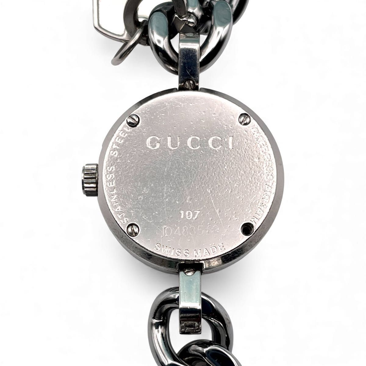 美品□稼働 GUCCI グッチ チェーンウォッチ Gフェイス 白文字盤