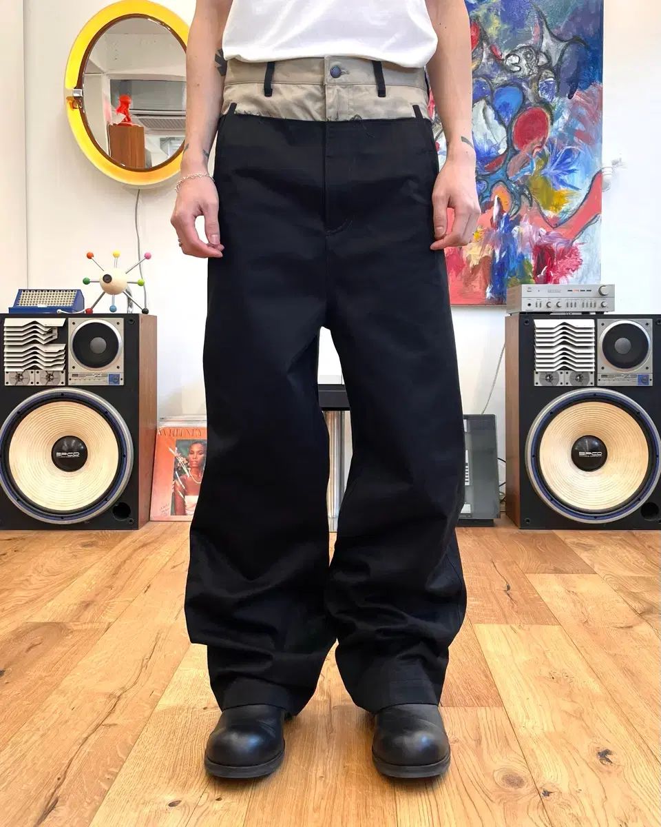 3 ファセッタズム ダブル ウェスト コットン パンツ