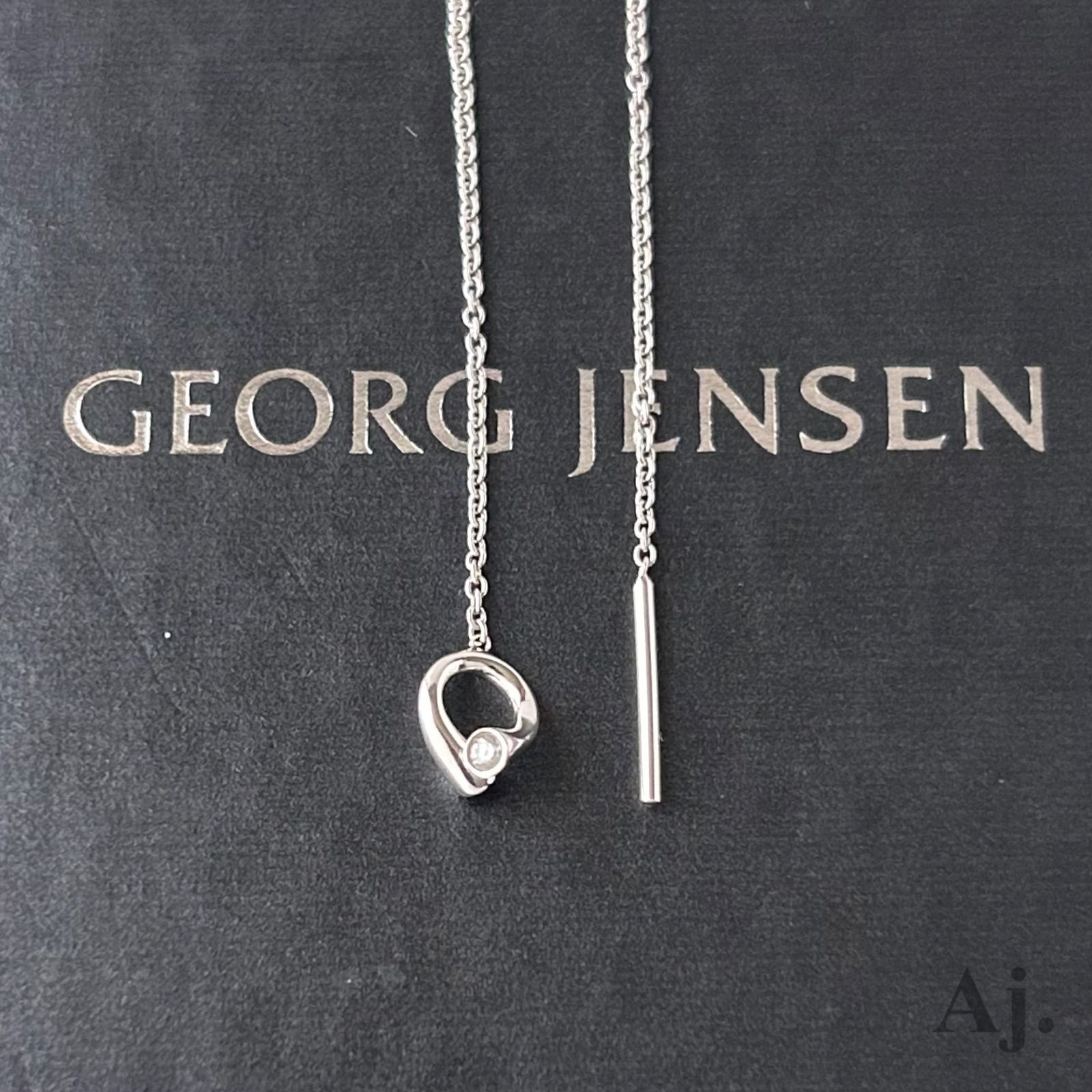 ジョージ ジェンセン チェーン シングル ピアス 片耳 マジック ダイヤモンド K 18 750 WG Georg Jensen