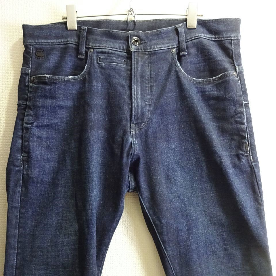 G-STAR RAW D-STAQ 3D スリム W94cm 強 ストレッチ 濃紺 立体裁断 Sz 