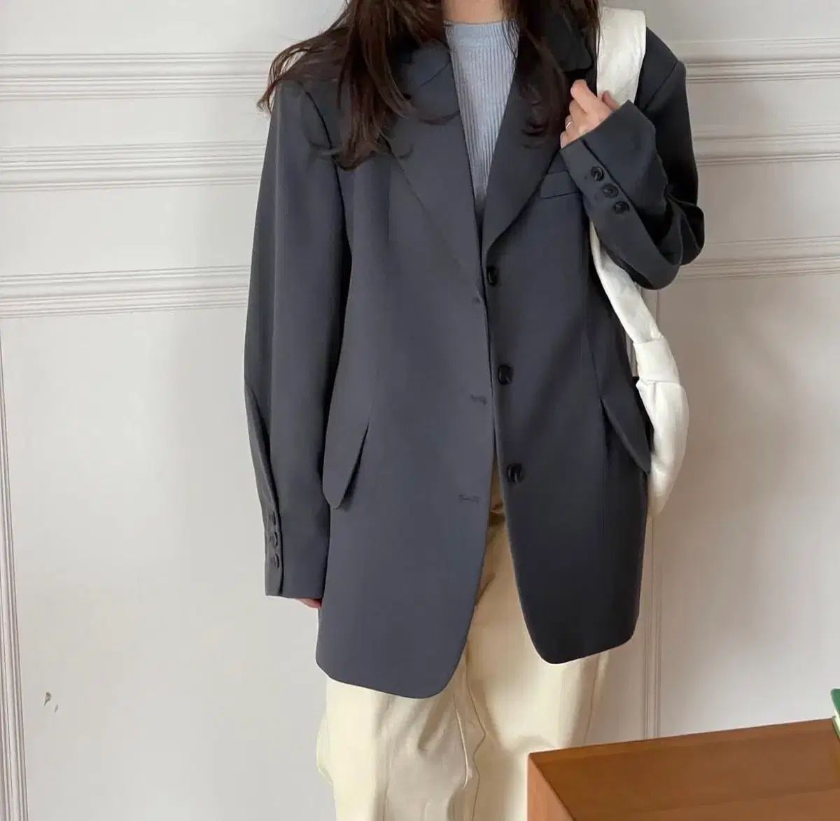 オーバーサイズ ジャケット チャコール