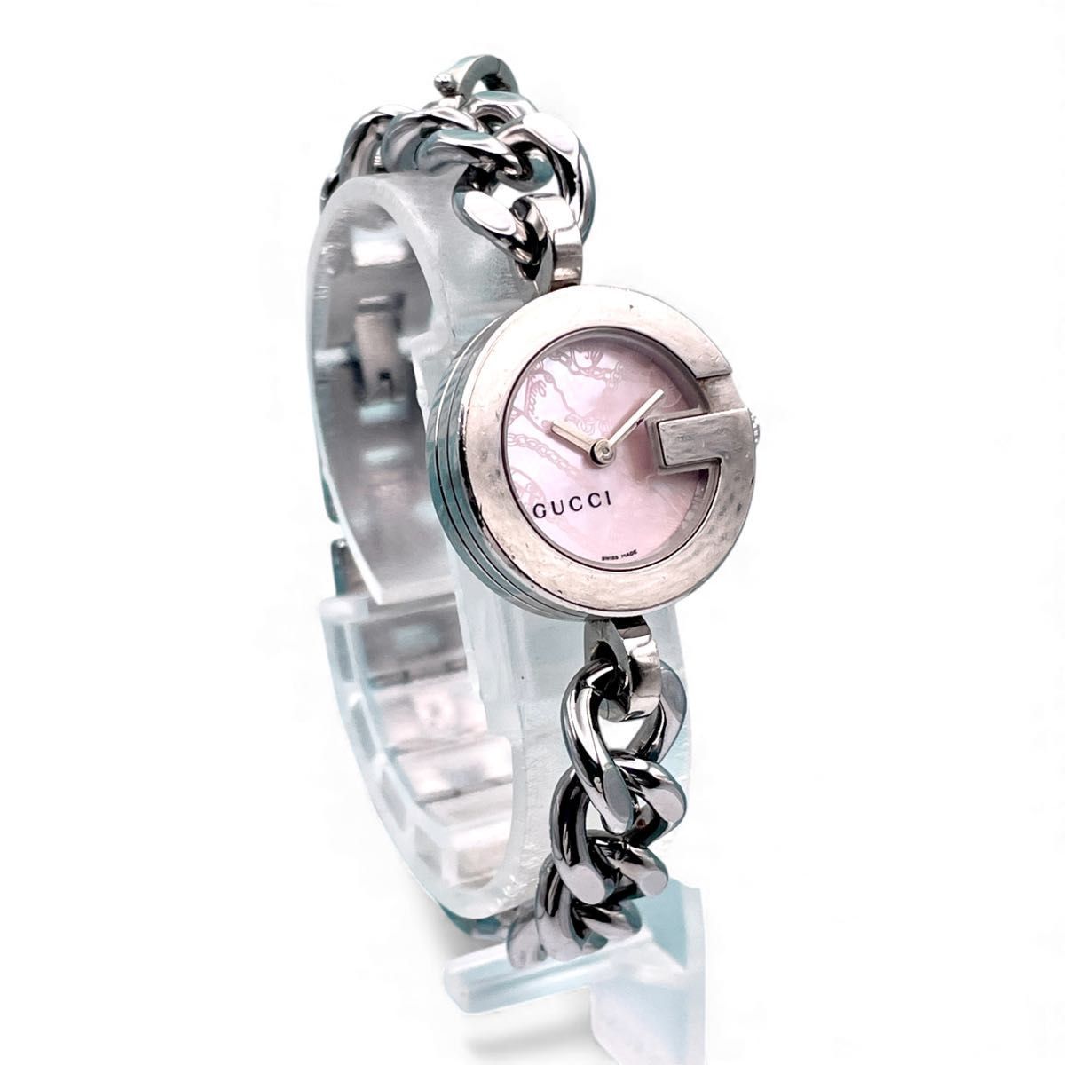 美品□稼働 GUCCI グッチ 107 Gフェイス 白文字盤 チェーンウォッチ