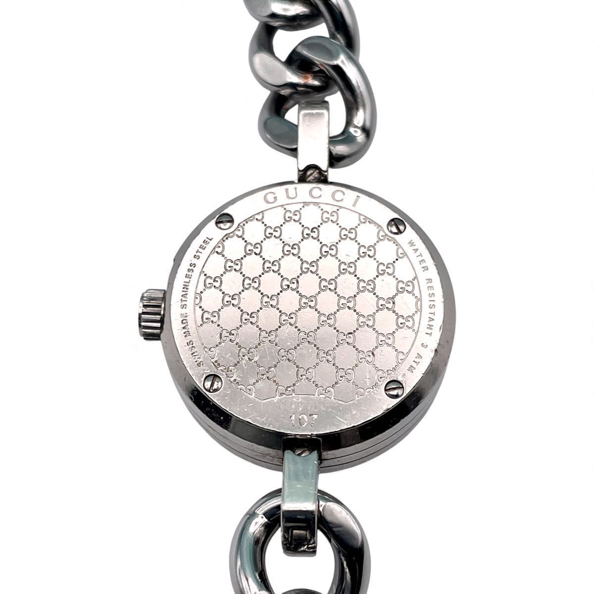 美品□稼働 GUCCI グッチ 107 Gフェイス 白文字盤 チェーンウォッチ