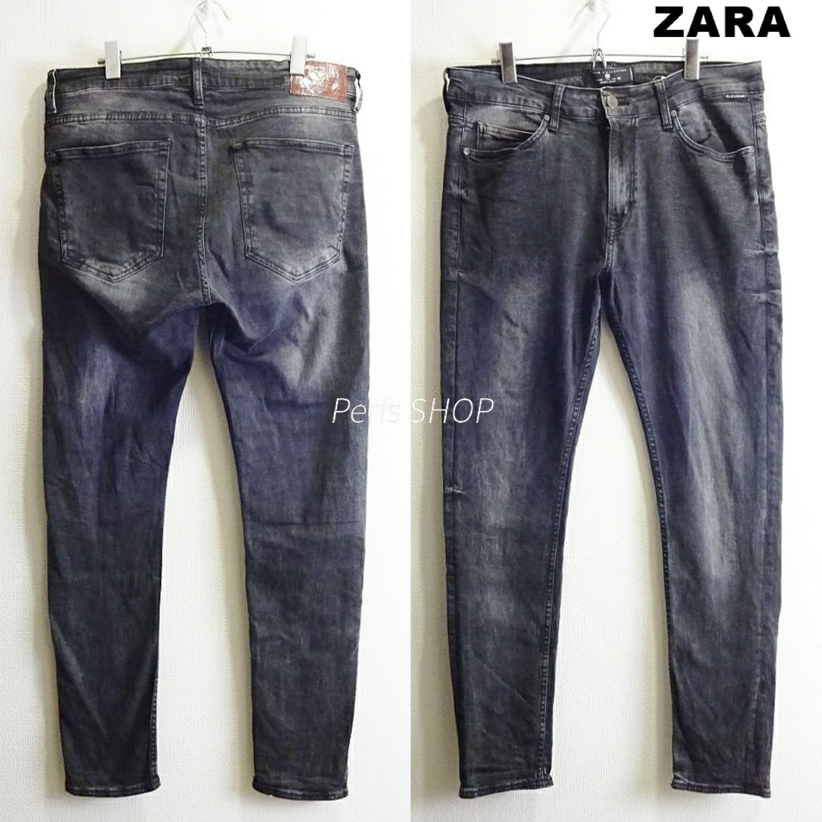 ZARA MAN スキニーデニム W89cm 強 ストレッチ ブラック メンズ 