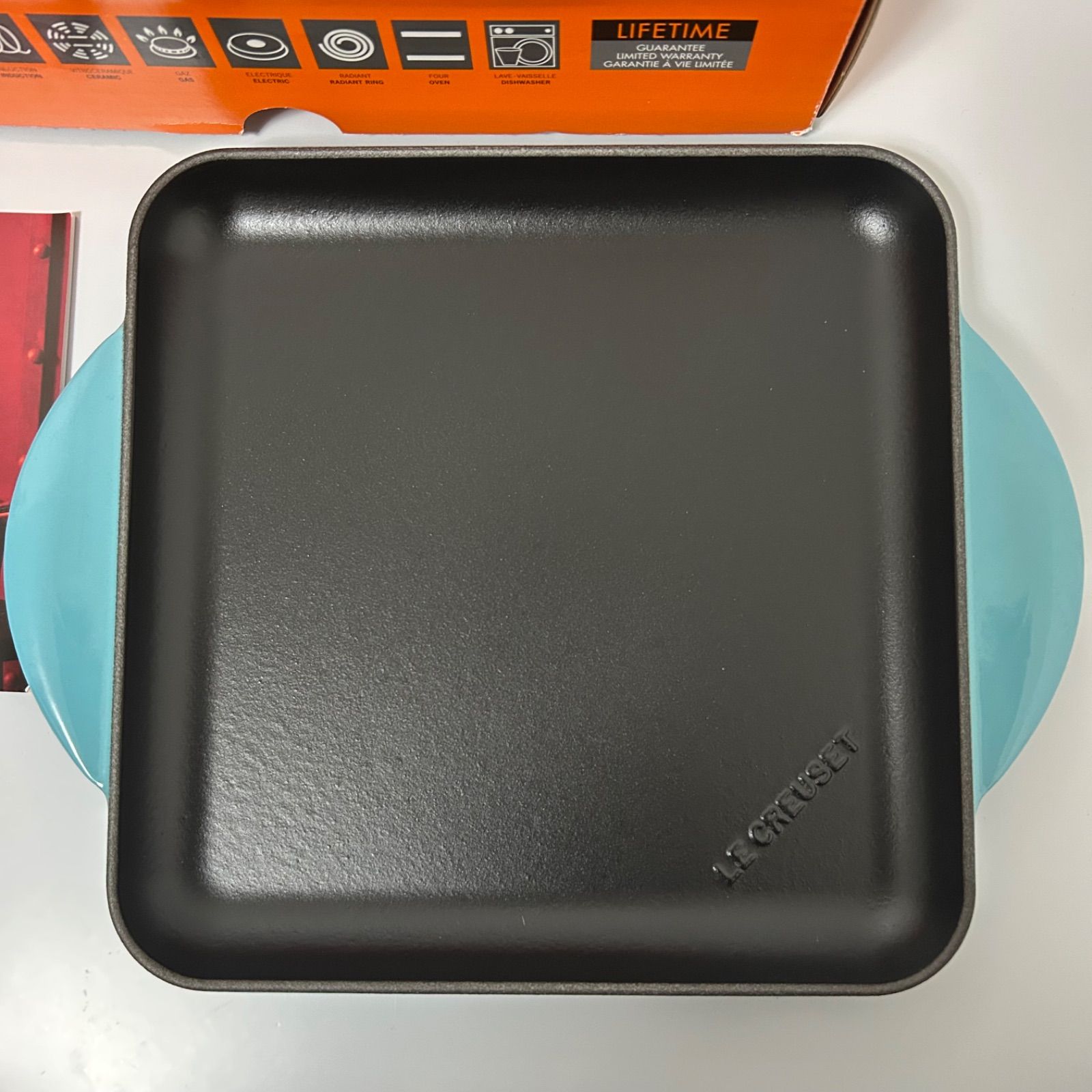 LE CREUSET ル クルーゼ カリビアンブルー スクエアグリル グリドル 24 cm 四角 フラット 鋳物 水色