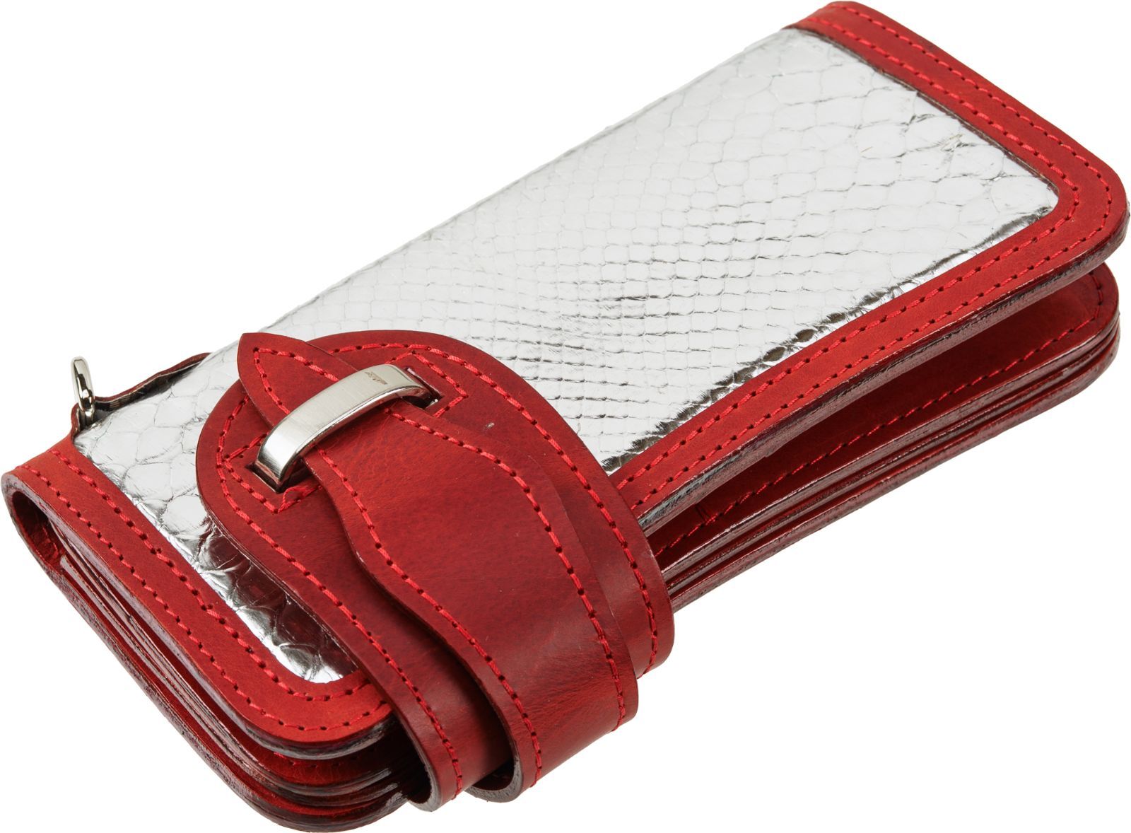 情熱の赤と浄化のシルバーパイソンが運気を呼ぶ 上質牛革 蛇革の縁起財布で 財と魅力を力強く引き寄せる一品