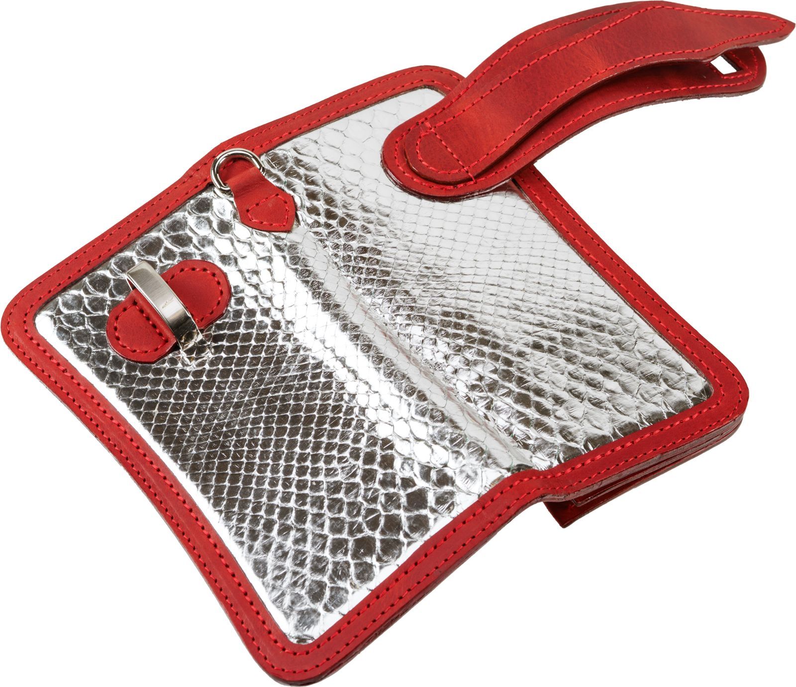 情熱の赤と浄化のシルバーパイソンが運気を呼ぶ 上質牛革