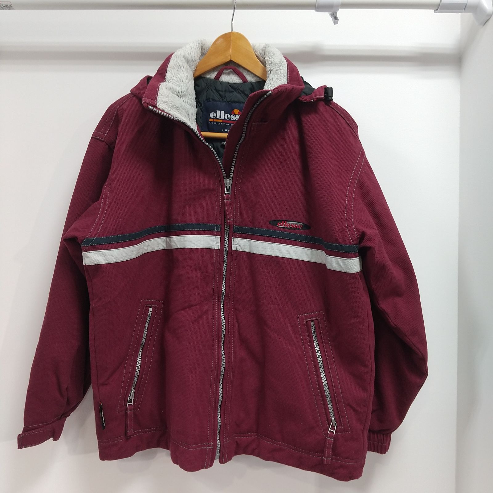 ellesse フリースライニングジャケット L バーガンディ