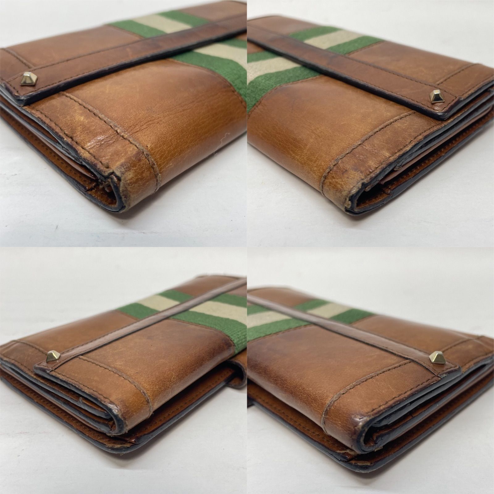 1383 GUCCI グッチ 長財布 ダークブラウン シマレザー ホック 1383 GUCCI グッチ 長財布 ダークブラウン シマレザー ホック