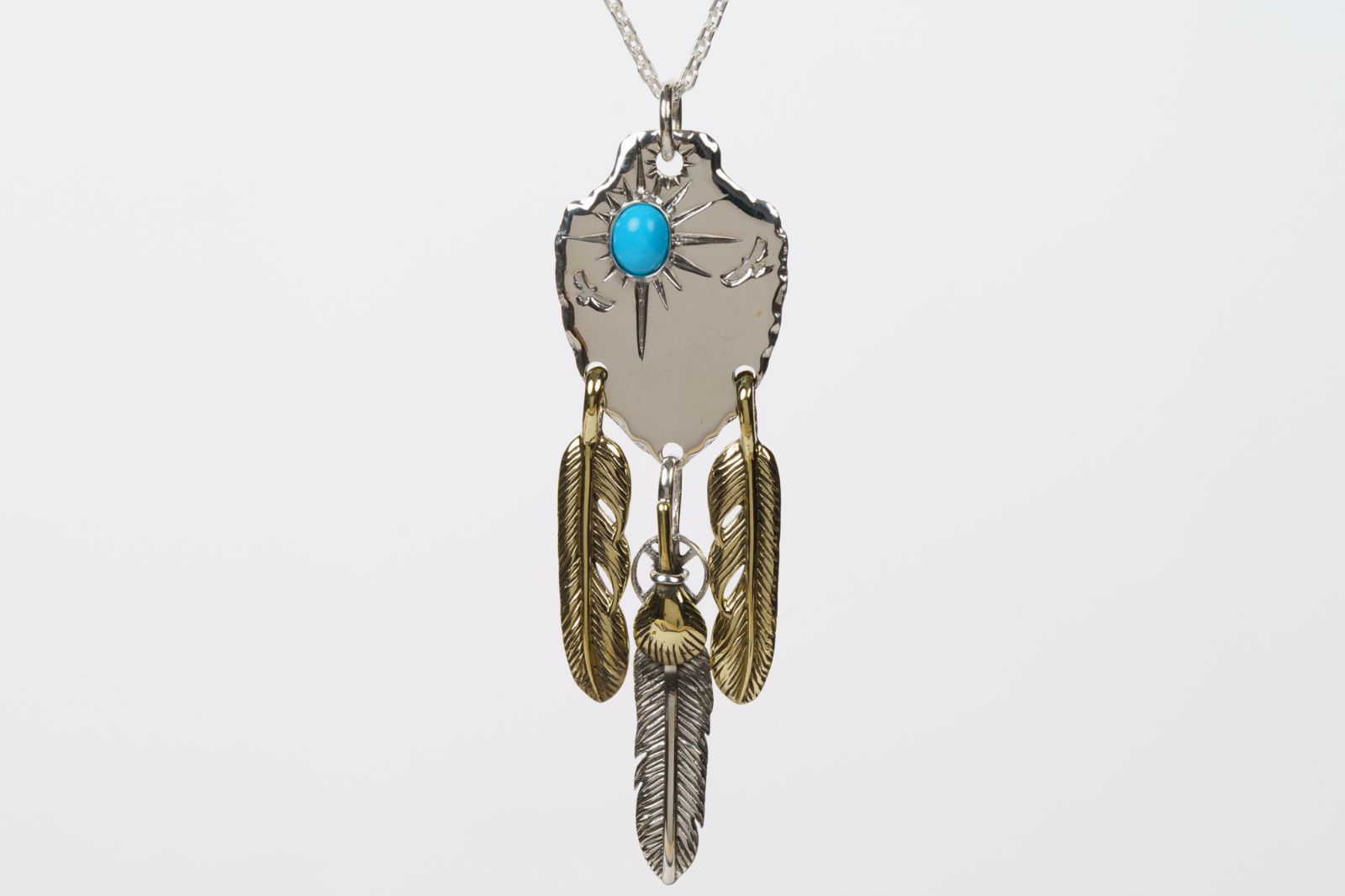 魂を纏うシルバーアクセサリー｜フェザー×ターコイズが導く上質インディアンジュエリー調ネックレス