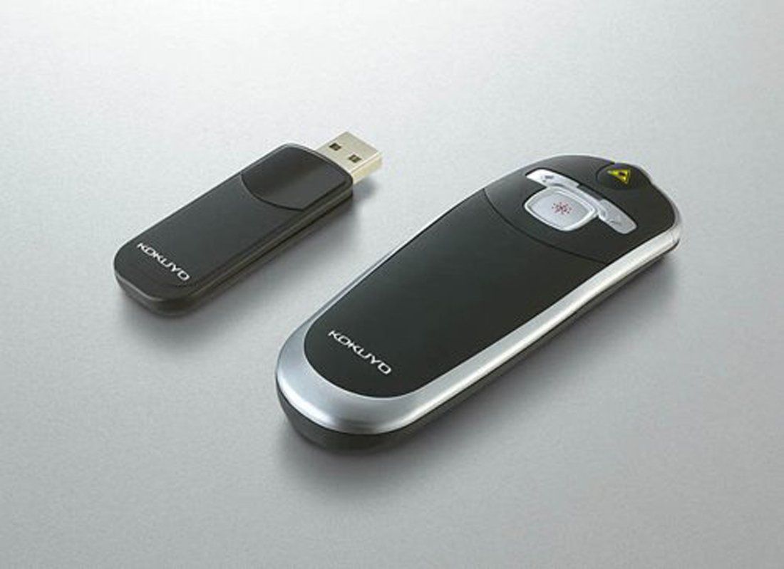 コクヨ 赤色 レーザーポインター 手のひらサイズ シルバー サシ-41 N ページ送り機能付き