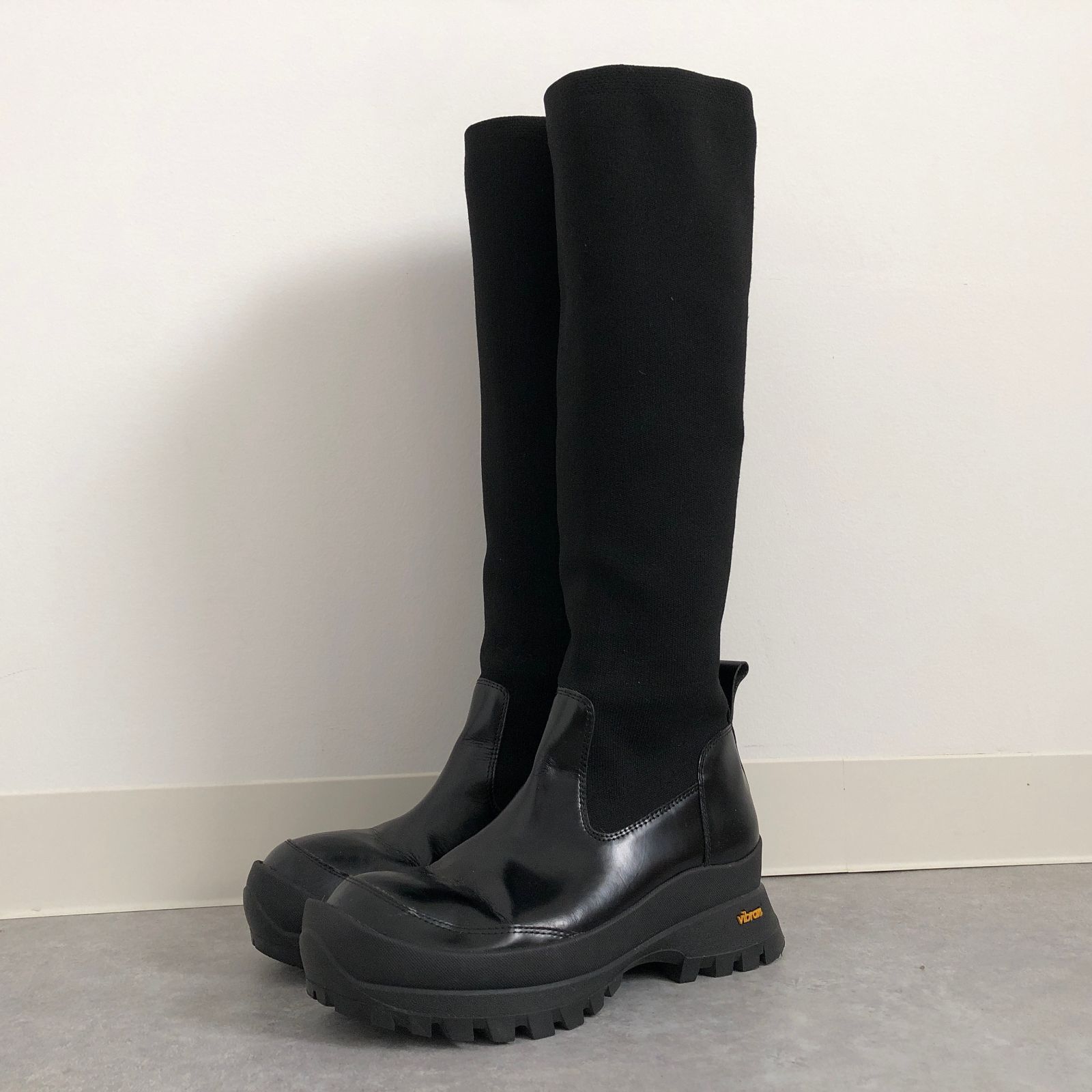  定価3.9万 ALM. DEIRDRE LEATHER BOOTS vibramソール ブーツ アルム ロングブーツ ブーツ