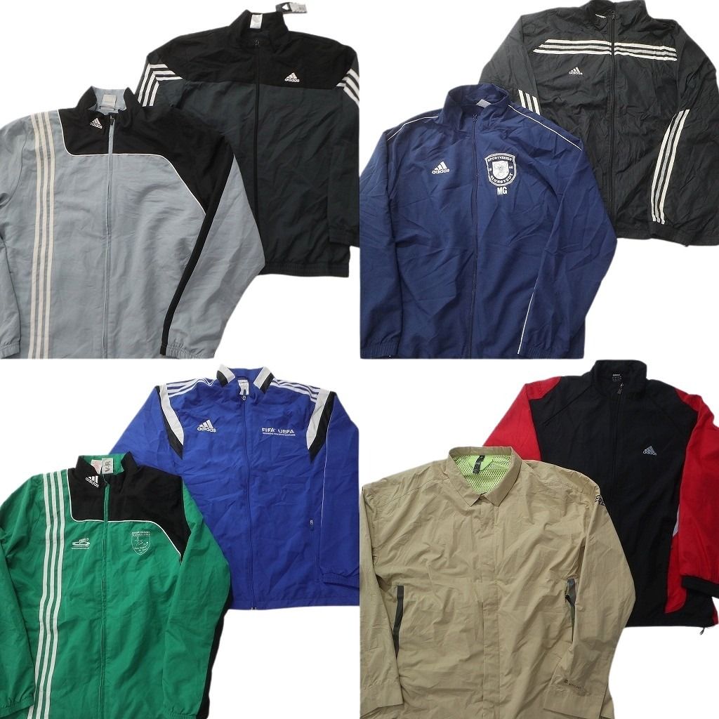 古着卸 まとめ売り アディダス ウインドブレーカー ジャケット 8枚セット (メンズ XL ) デッドストック フルジップ  古着 NC8813