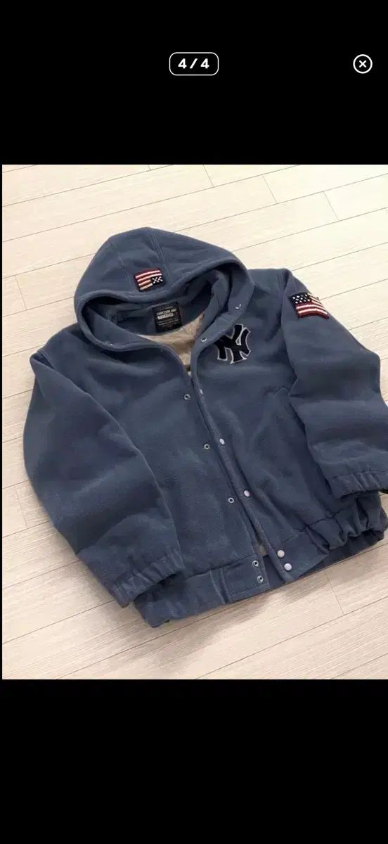 MLB st ニューヨーク ヤンキース 星条旗 パッチ フリース ジップアップフーディー インディ ブルー