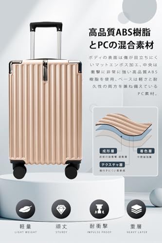 meer スーツケース 大容量 キャリーケース 超軽量 隠しフック機能 カップホルダー付き ABS PC 耐衝撃 静音 ダブルキャスター TSAローク搭載 ファスナータイプ おしゃれ 旅行旅行 ビジネス 出張 c 13057 ac