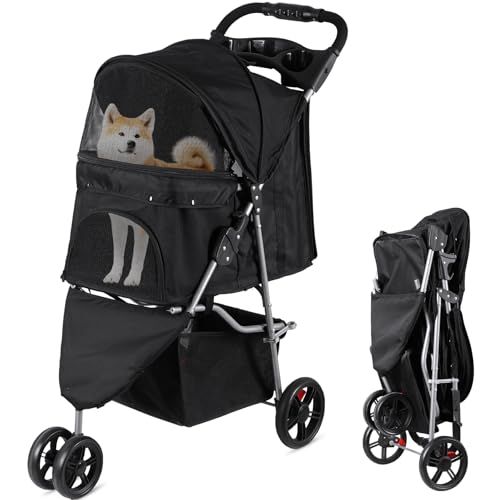  F able Pet Stroller for Cats and Dogs ペットカート 3輪 折りたたみ ペットバギー 犬 バギー 犬用カート 小型犬 中型犬 猫用 ペットベビーカー 防水 軽量 子犬 老犬介護 散歩 収納カゴ ドリンク 693 a 1 bf 2 その他 キッチン 食器