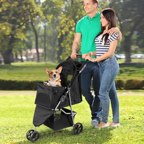 F able Pet Stroller for Cats and Dogs ペットカート 3輪 折りたたみ ペットバギー 犬 バギー 犬用カート 小型犬 中型犬 猫用 ペットベビーカー 防水 軽量 子犬 老犬介護 散歩 収納カゴ ドリンク 693 a 1 bf 2