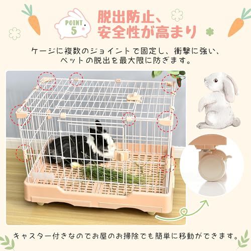 BTM ウサギケージ 犬 猫ケージ 小動物用 室内飼い 引き出しトイレ付