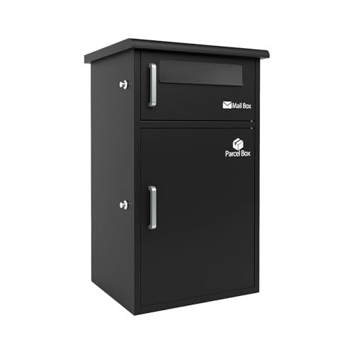 宅配ボックス 宅配BOX ポスト一体型 屋外 防水 大容量 置き配ボックス 戸建て用 個人宅用 収納ボックス 郵便受け 盗難防止 ブラック １段式 ebb 9 c 565