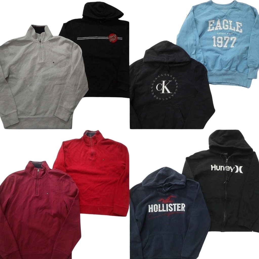 ◆古着卸 まとめ売り 9枚セット メンズL トミーフィルフィガー 古着卸 まとめ売り ブランドMIX スウェット 8枚セット (メンズ XS /S