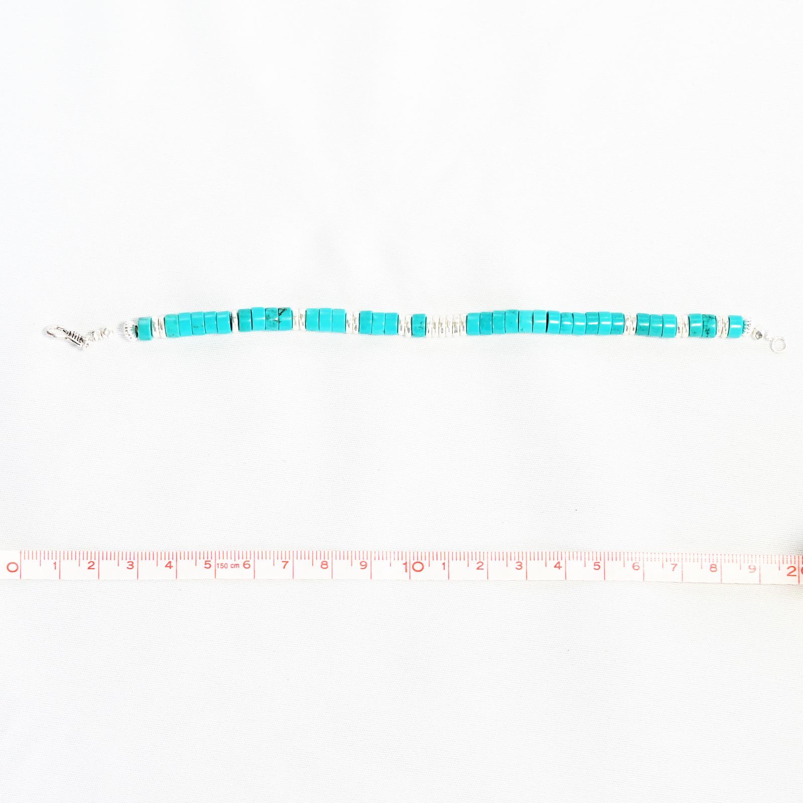シルバー925 上質ビーズブレスレットターコイスM