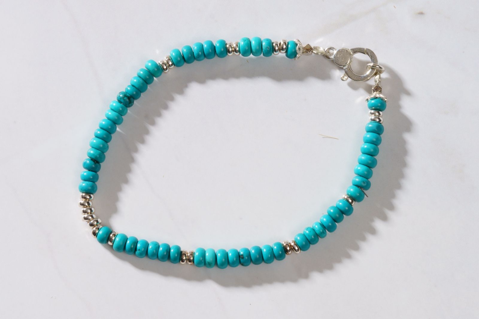  成功と守護を腕元に纏う ターコイズ シルバー925 上質ビーズブレスレットターコイスM ブレスレット バングル アクセサリー