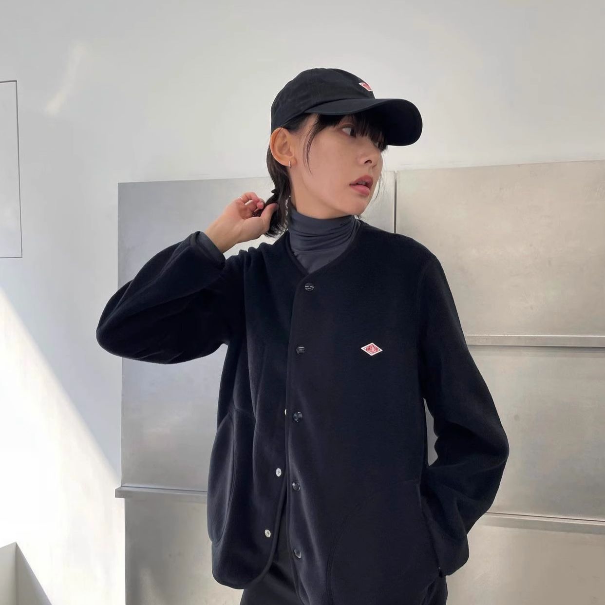 DANTON 購入 フリース ノーカラーカーディガン B:MING by BEAMS