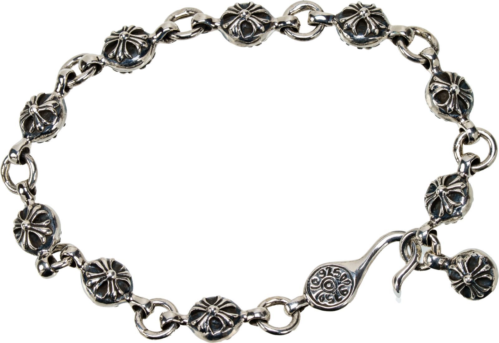 クロスボールが連なるシルバー925ブレスレット