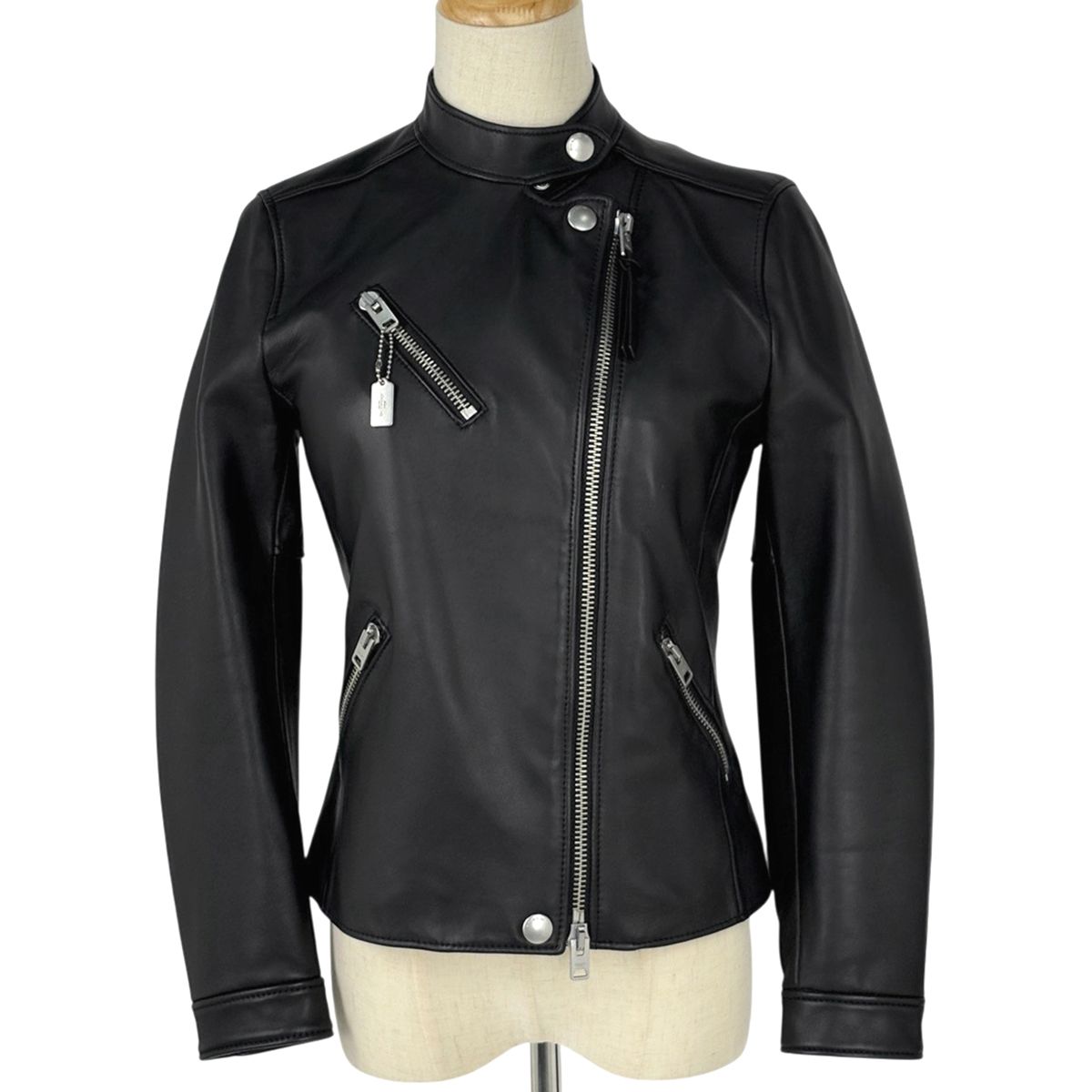 coach ライダースジャケット レディース コーチ COACH ライダースジャケット ロゴボタン レザージャケット