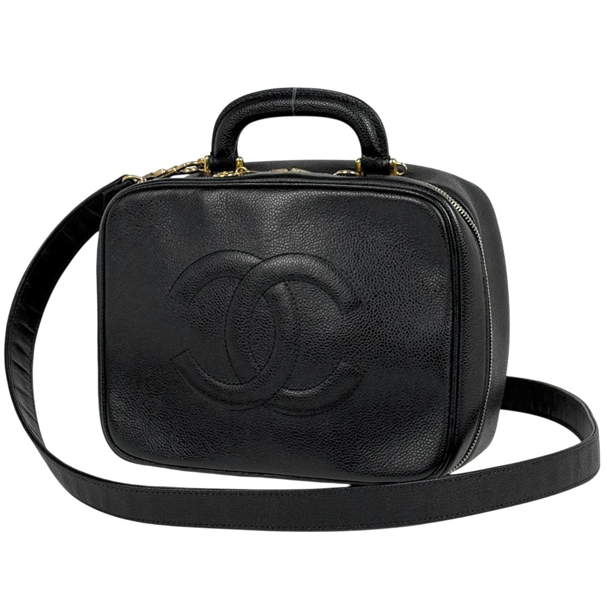シャネル ココマーク バニティバッグ ショルダーバッグ 2WAY ブラック キャビアスキン レディース CHANEL 【中古】 シャネル CHANEL ココマーク バニティバッグ 2WAY ショルダーバッグ