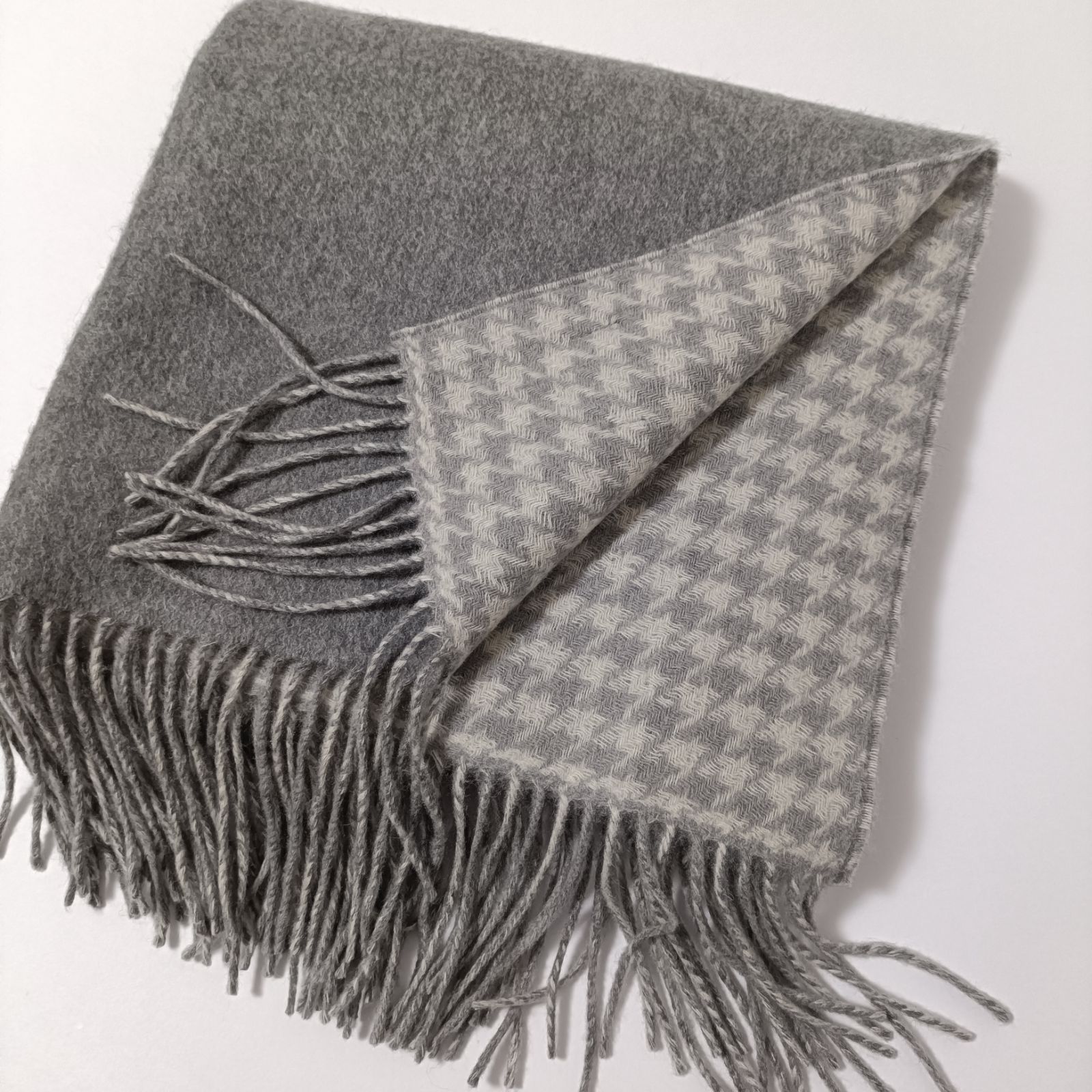 スタイルデリ　カシミア大判ストール スタイルデリ 大判カシミヤストール 切り替え グレー系 美品 - メルカリ