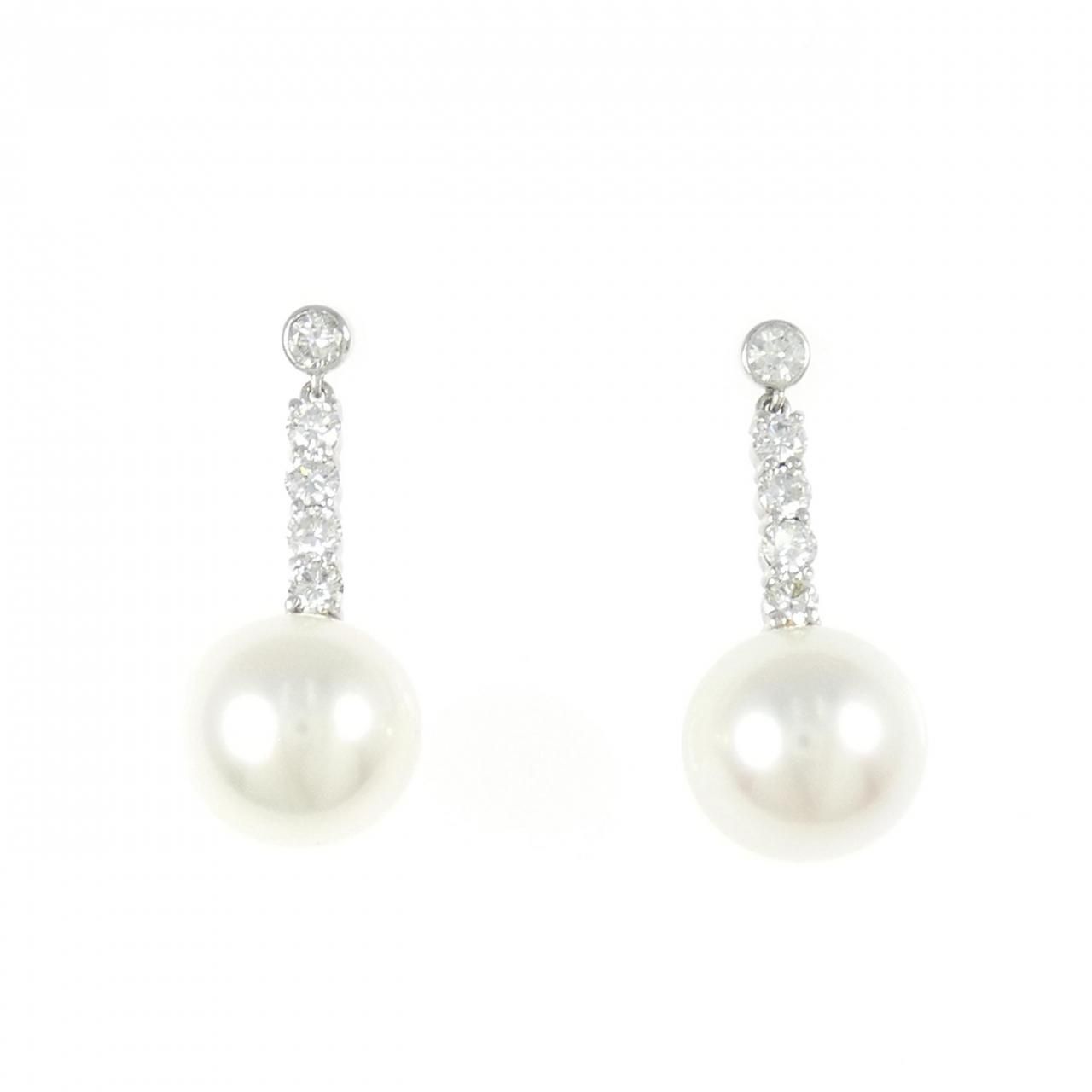 K 18 WG 白蝶パール ピアス 10 7 mm